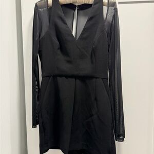 BCBGeneration Black Long Sleeve Dress with Sheer Accents